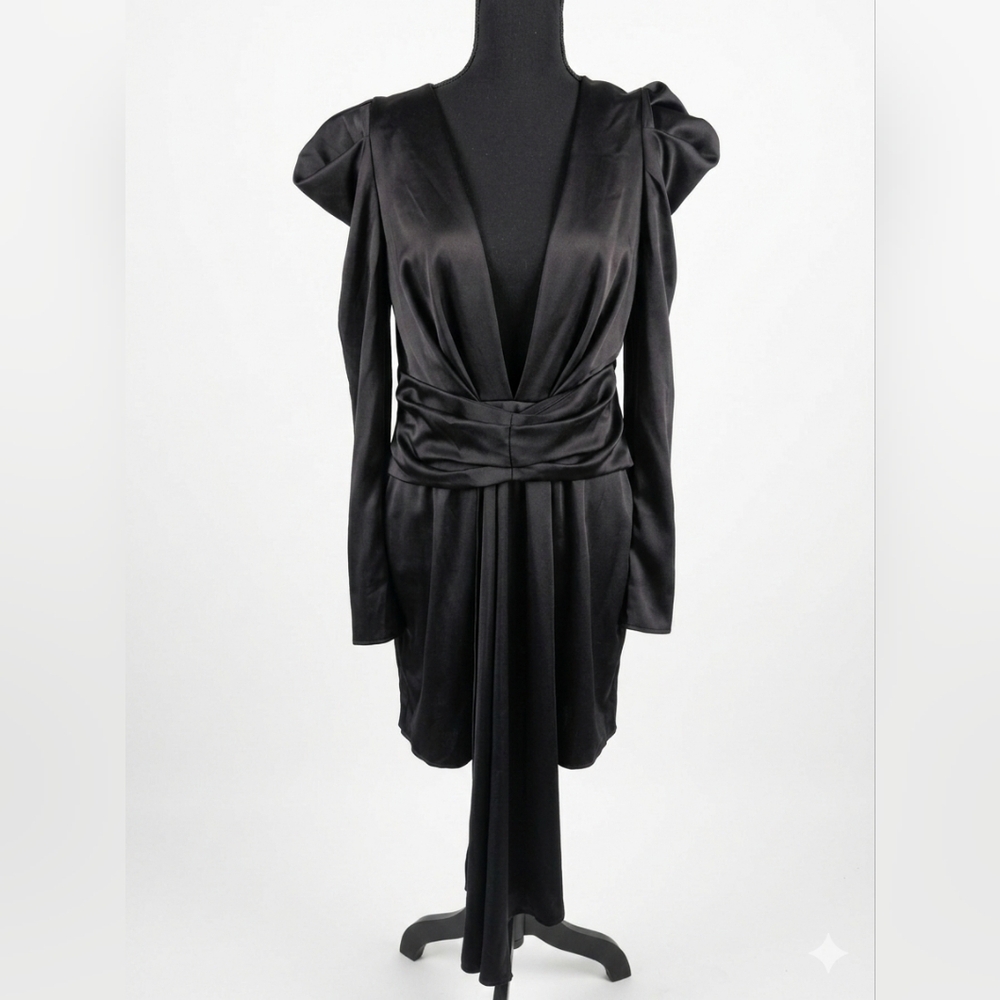 Nasty Gal Elegant Black Satin Mini Dress